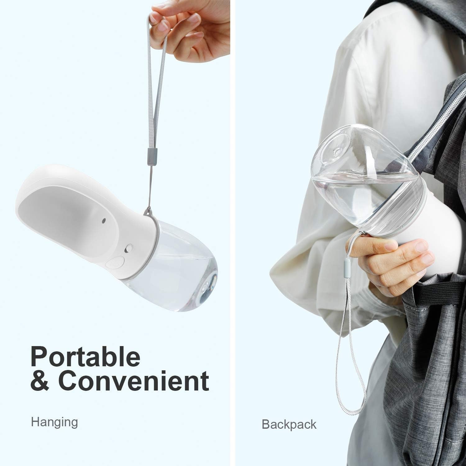 Portable Leak-Proof Dog Water Bottle with Drinking Feeder for Travel - 12oz Milk White
