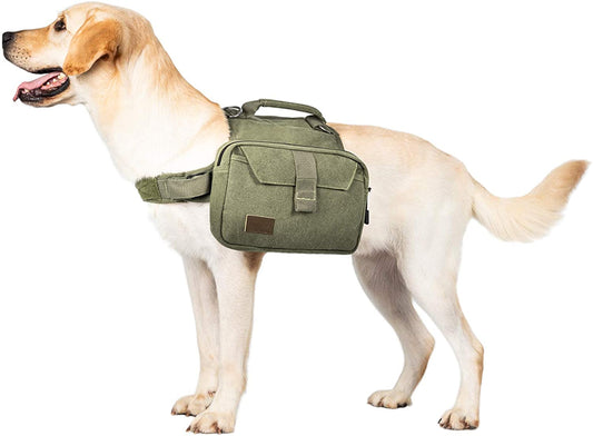 Dog Pack Hound Travel Camping Hiking Backpack Saddle Bag Rucksack for Medium & Large Dog (Green, Large)
