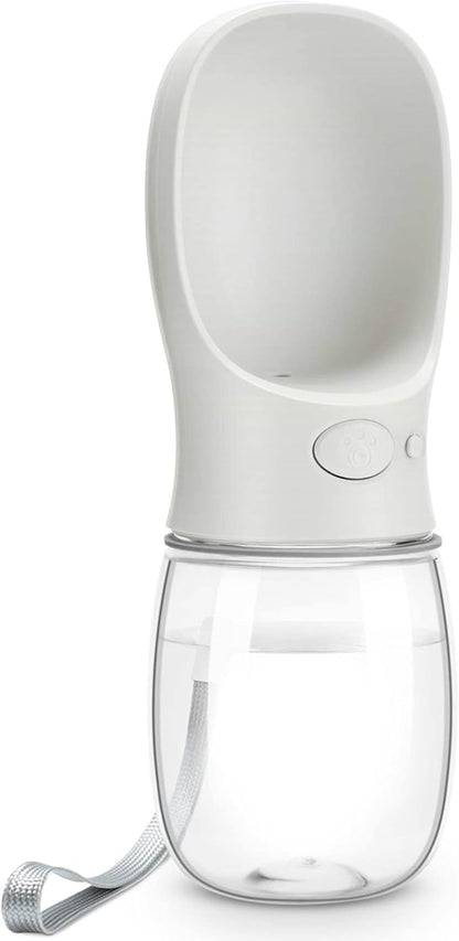 Portable Leak-Proof Dog Water Bottle with Drinking Feeder for Travel - 12oz Milk White