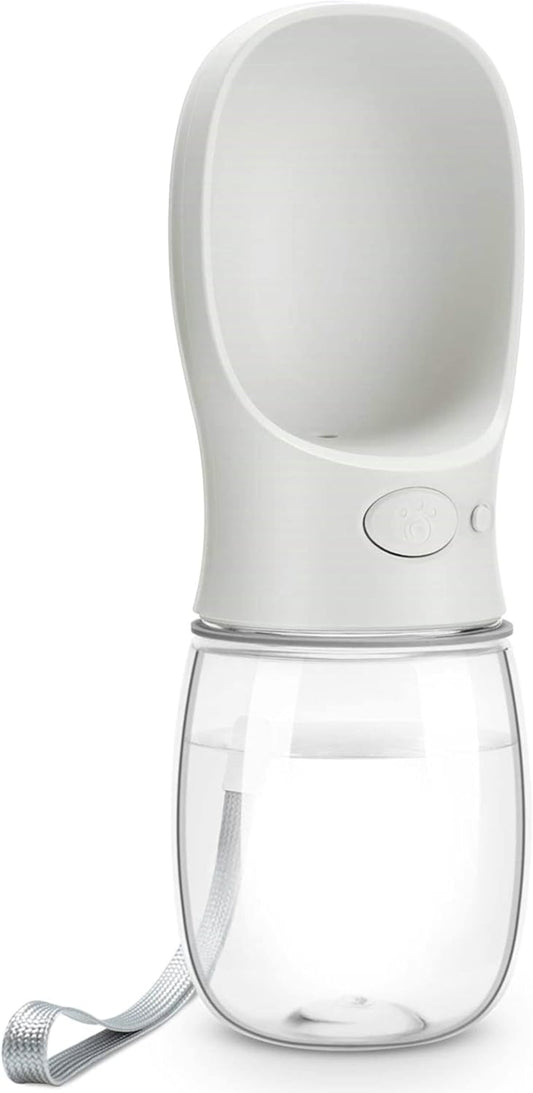 Portable Leak-Proof Dog Water Bottle with Drinking Feeder for Travel - 12oz Milk White
