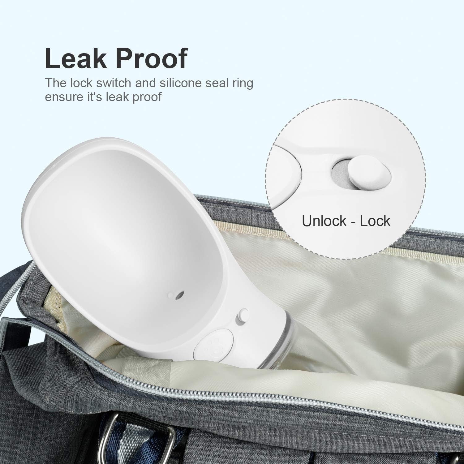Portable Leak-Proof Dog Water Bottle with Drinking Feeder for Travel - 12oz Milk White